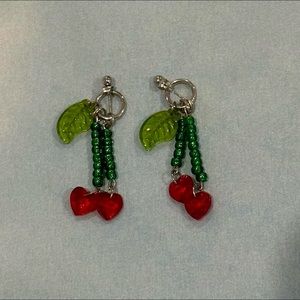 cherry heart beaded earrings